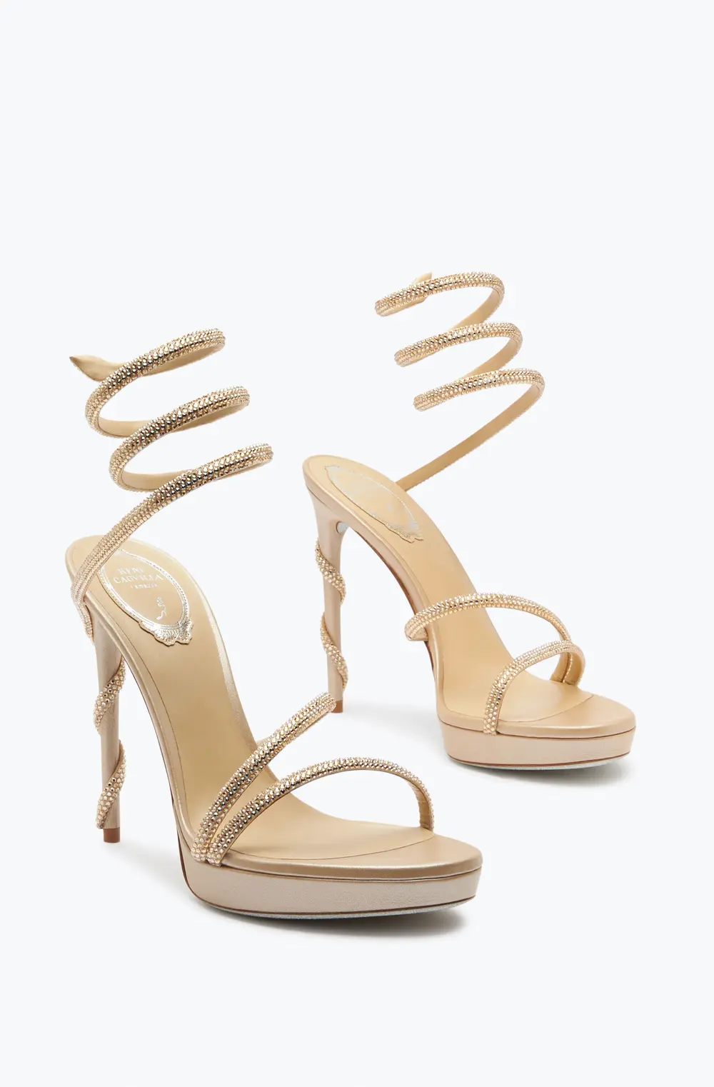 Rene Caovilla MARGOT CHAMPAGNE PLATFORM SANDAL 120