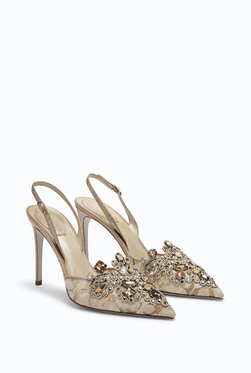 Rene Caovilla Gilt Decorated Slingbacks Veneziana