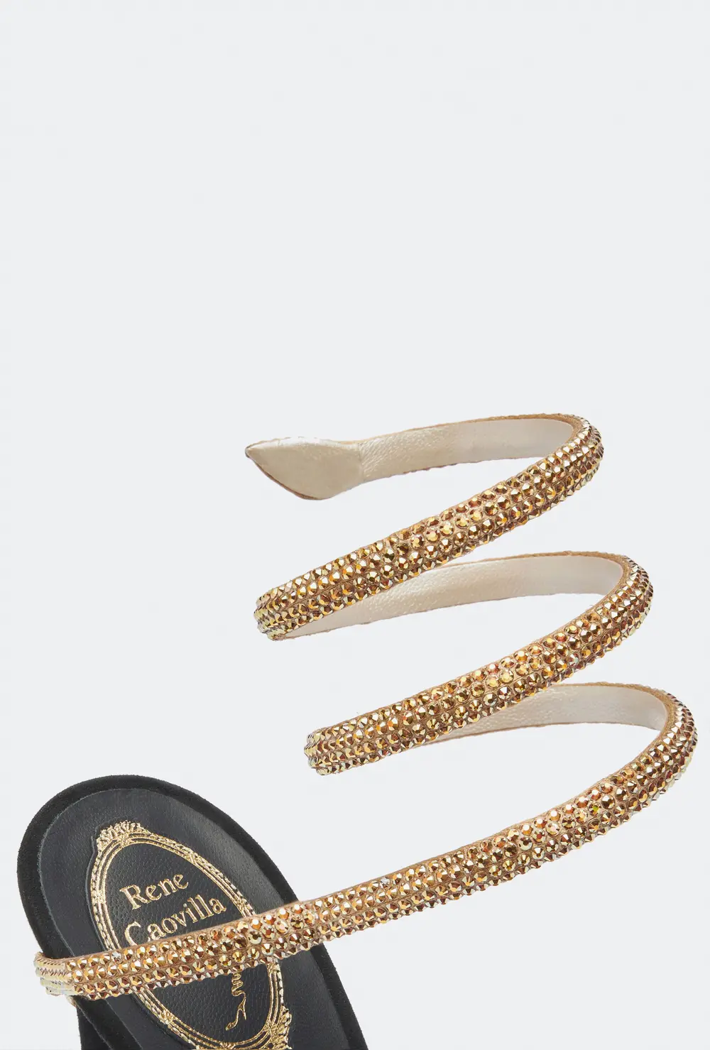 Rene Caovilla MARGOT CRYSTAL BLACK-GOLD PLATFORM SANDAL 130