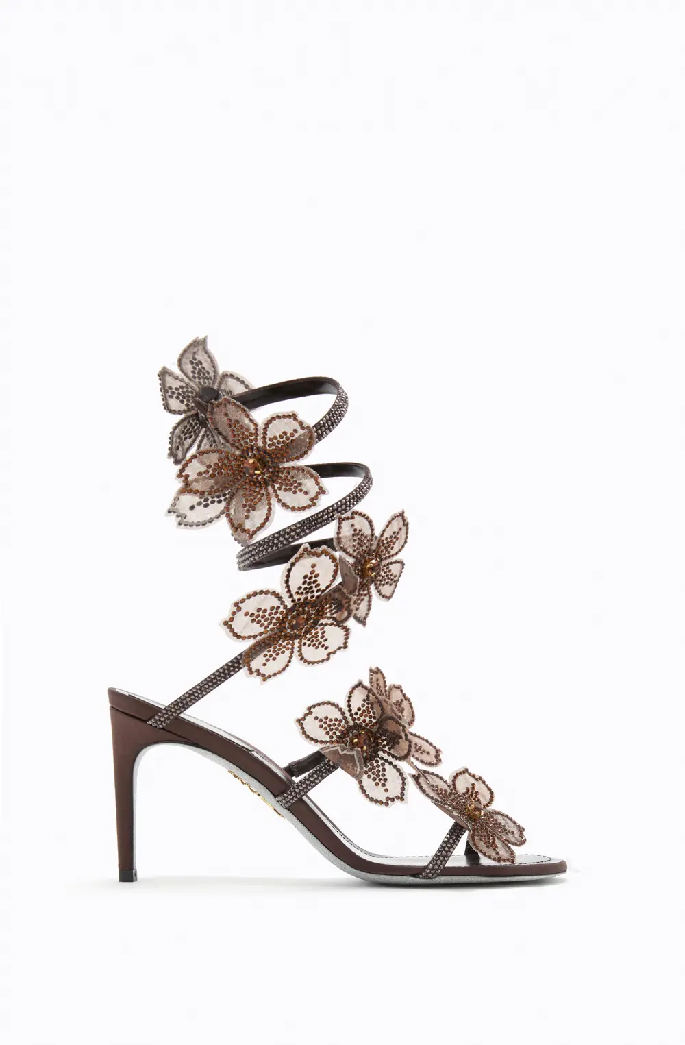 Rene Caovilla PEACH FLOWER CHOCOLATE SANDAL 80