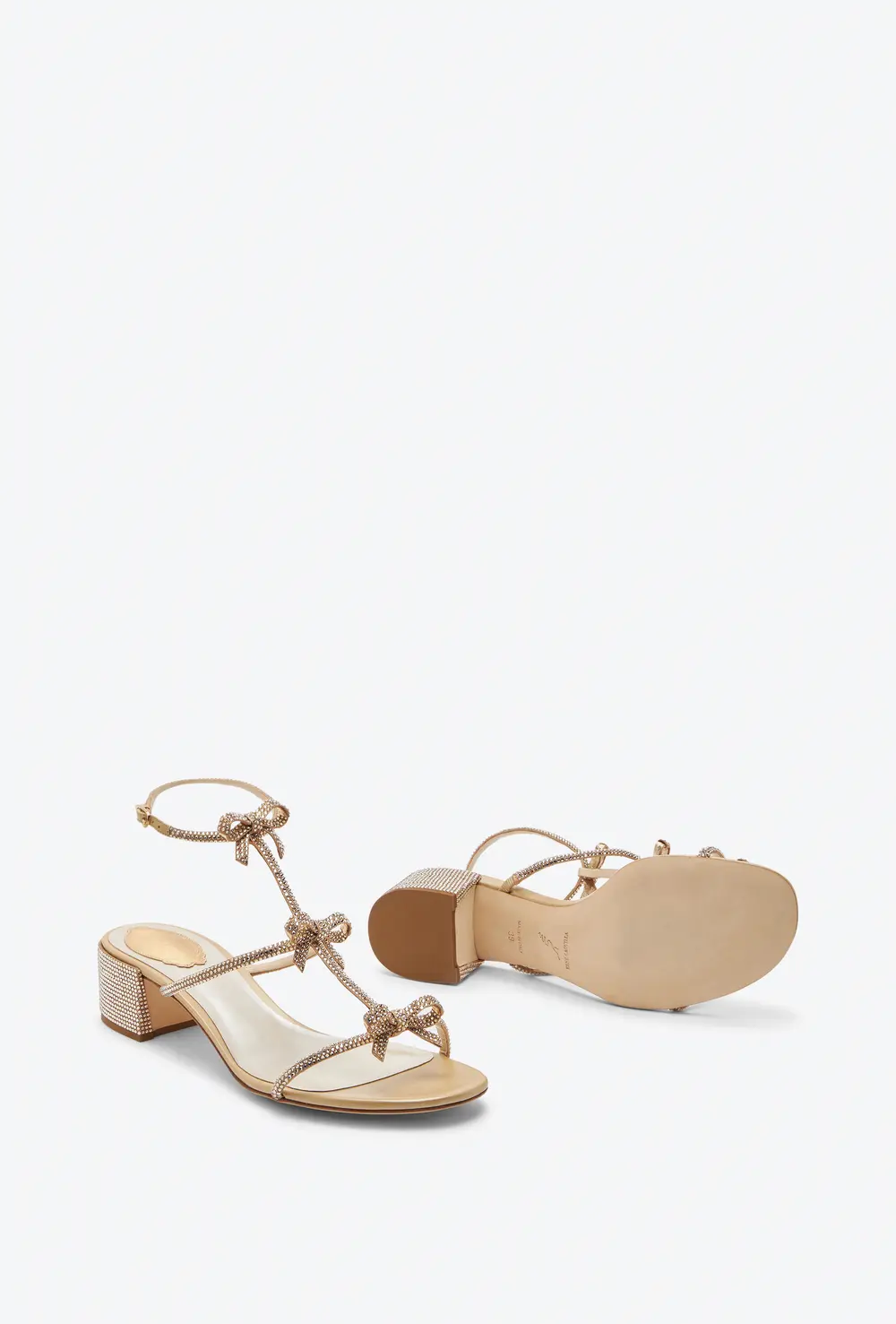 Rene Caovilla Caterina Crystal Beige Sandal 40