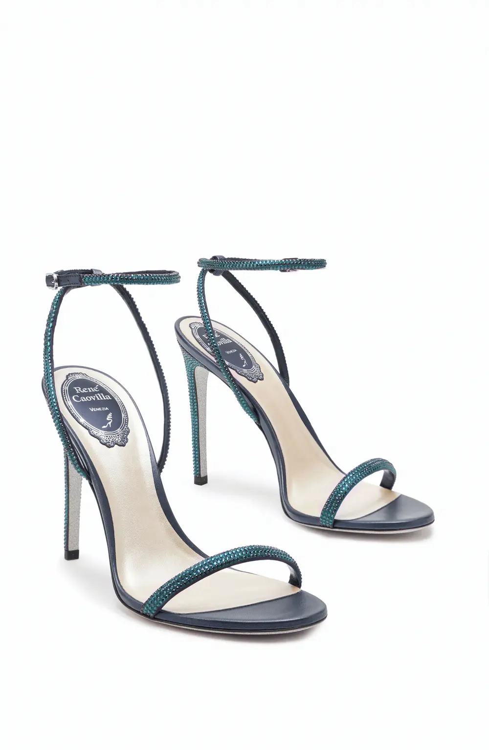 Rene Caovilla Ellabrita Crystal Blue Sandal 105