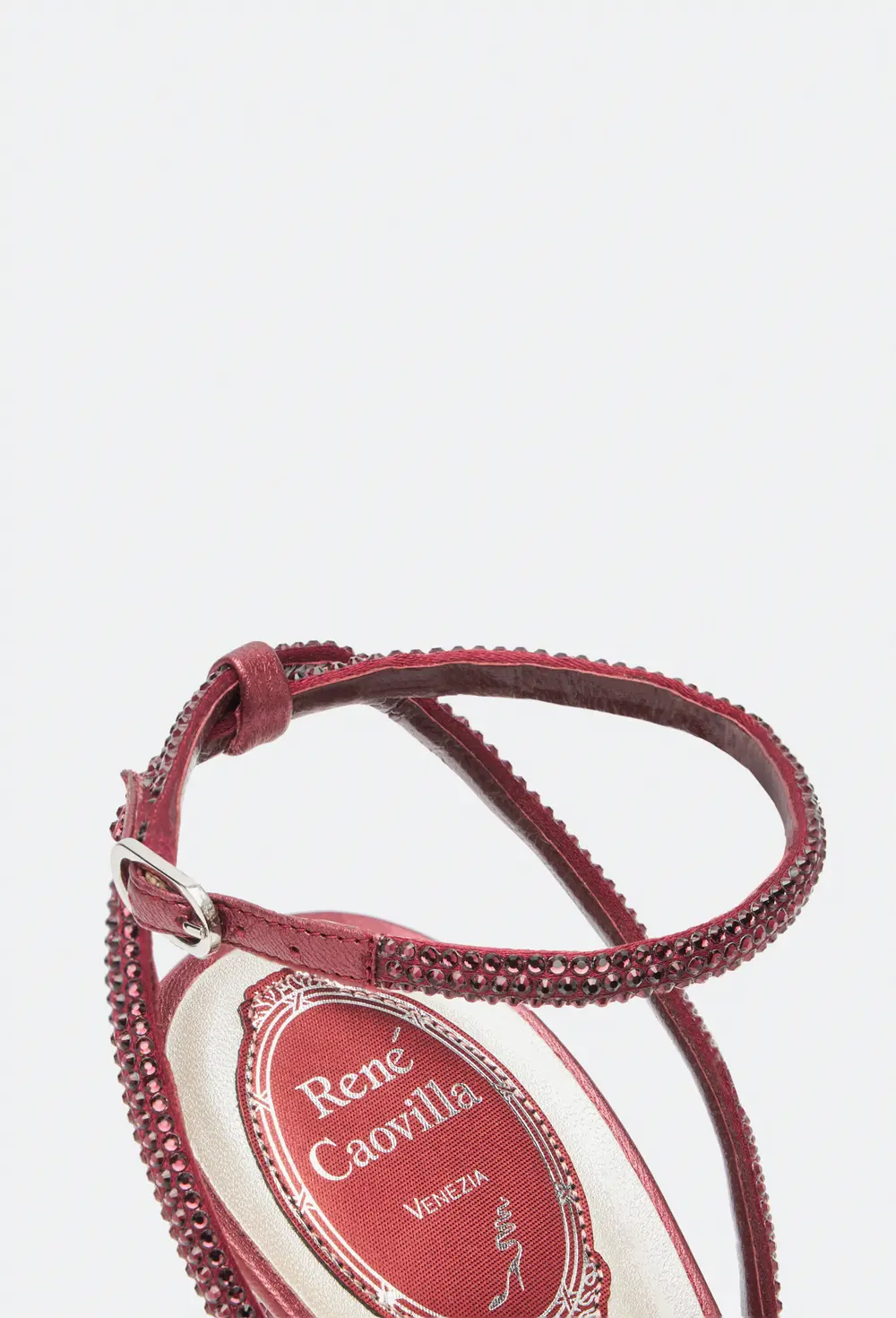 Rene Caovilla Ellabrita Crystal Wine Red Sandal 105