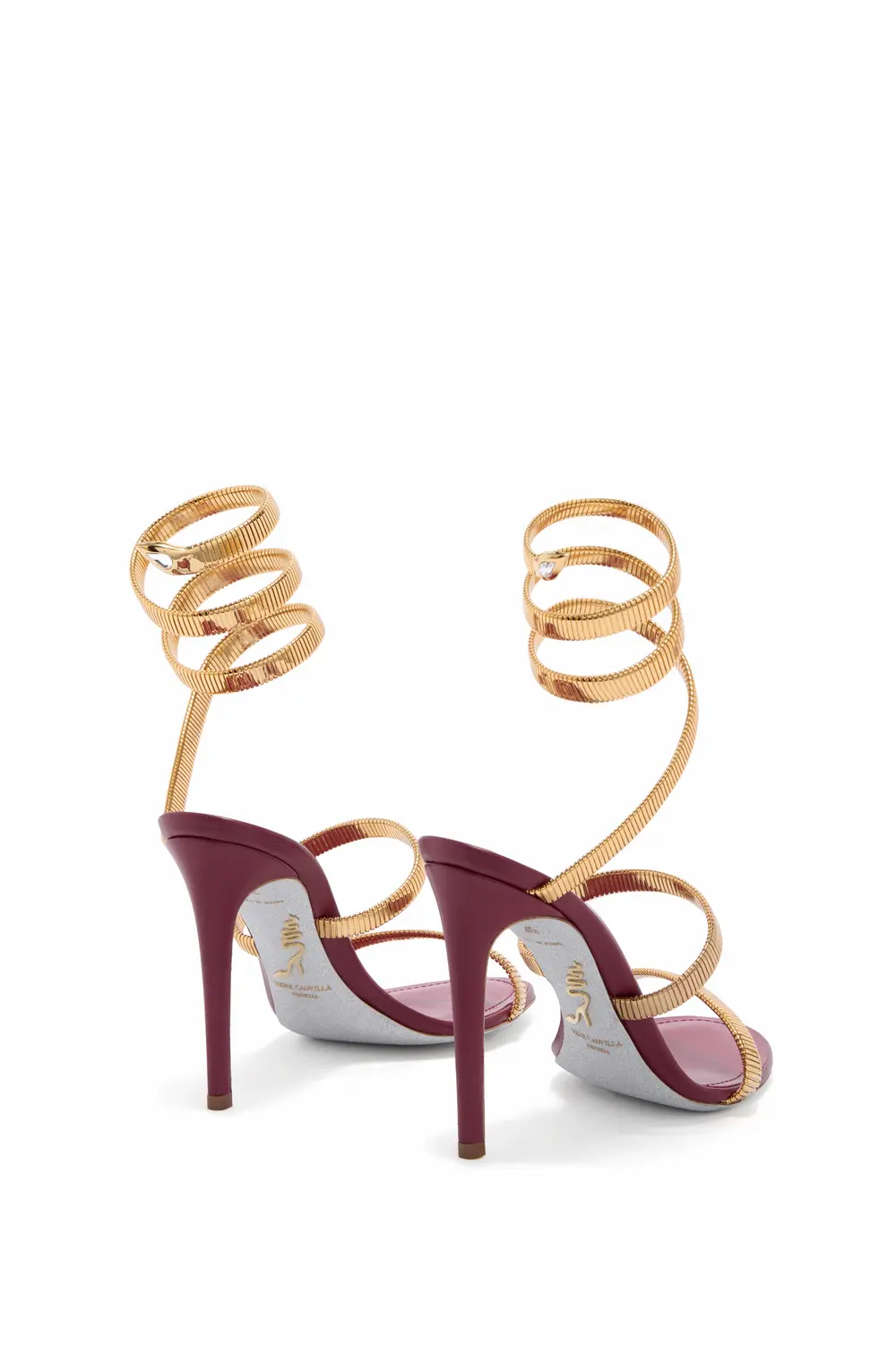 Rene Caovilla JUNIPER BURGUNDY AND GOLD SANDAL 105