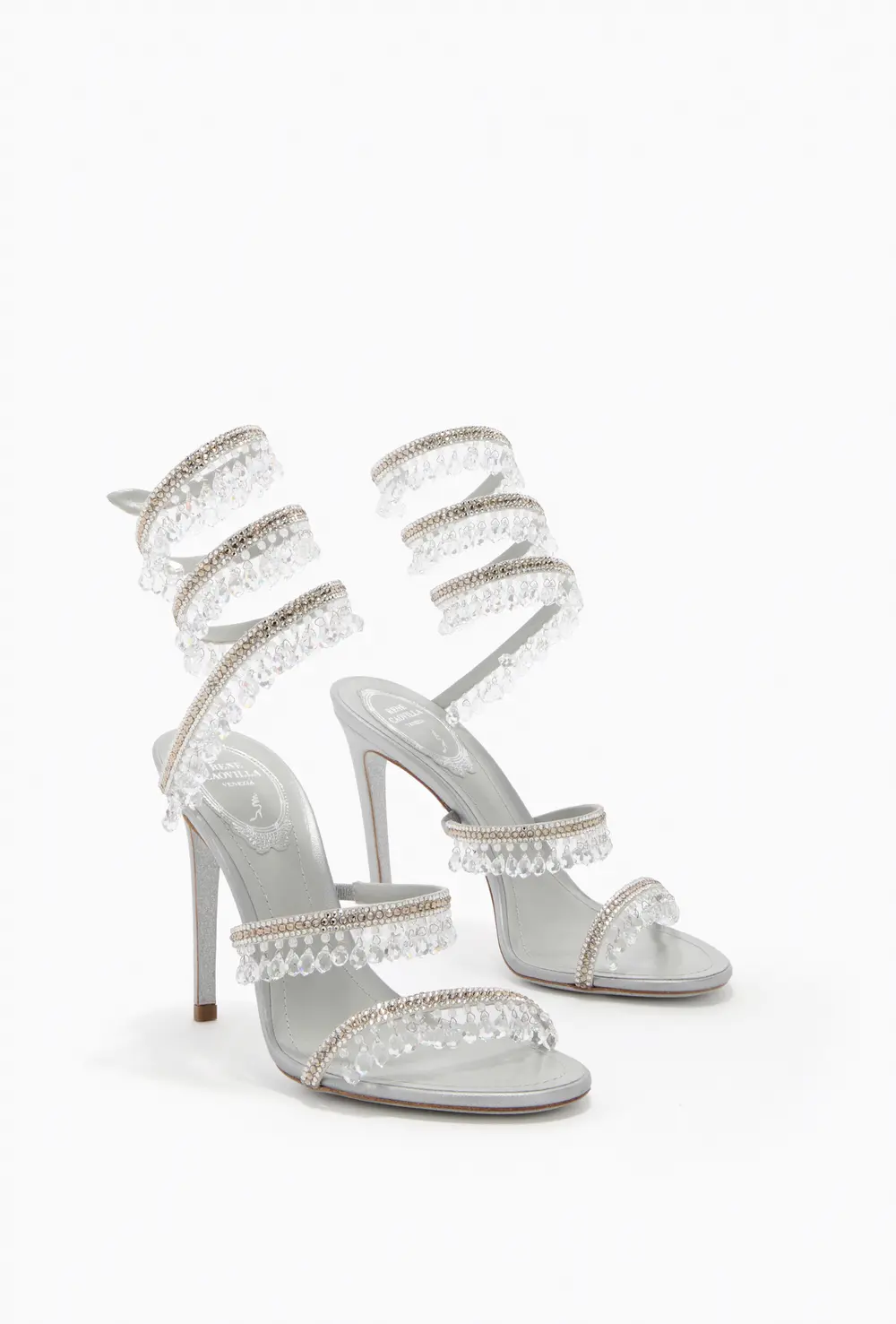 Rene Caovilla CHANDELIER PEARL GREY SANDAL 105