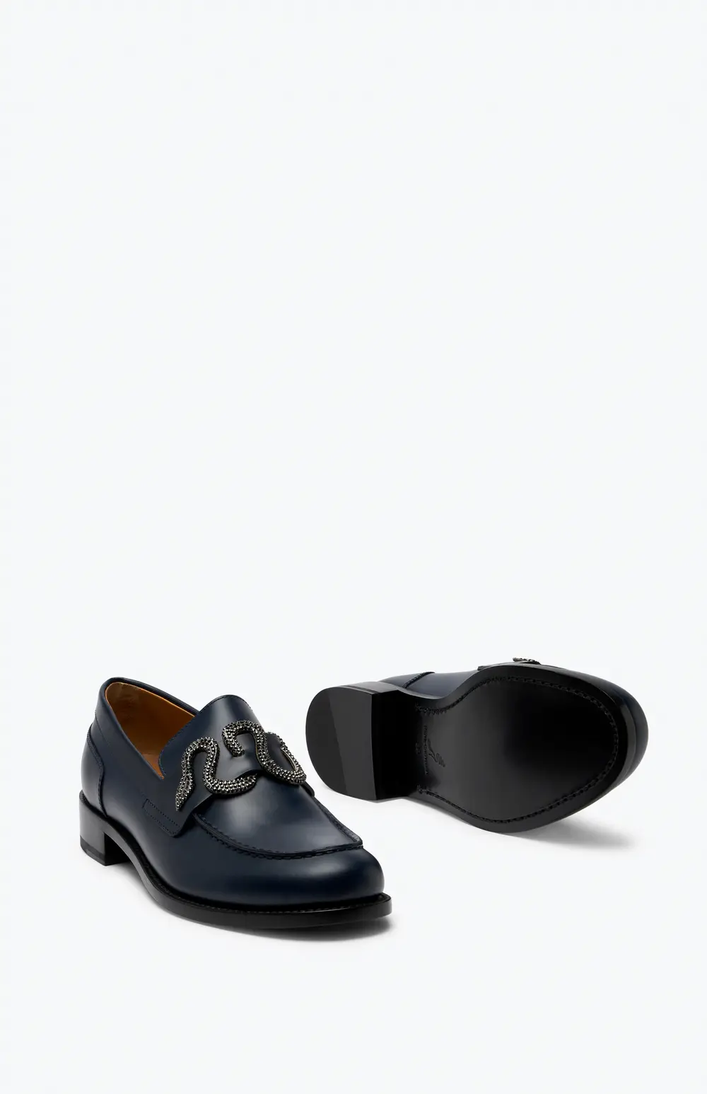 Rene Caovilla Morgana Blue Loafer With Black Matte Crystal 20