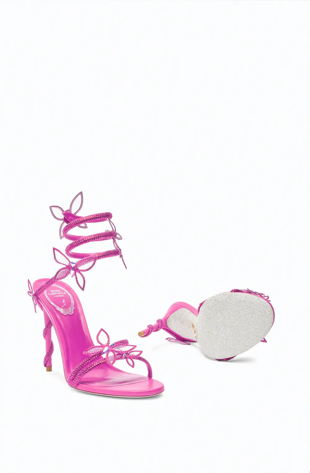 Rene Caovilla Margot Shocking Pink Butterfly Sandal 105