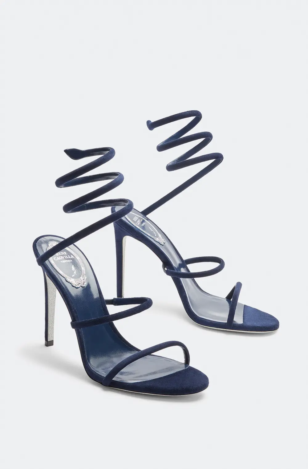 Rene Caovilla Cleo Blue Suede Sandal 105