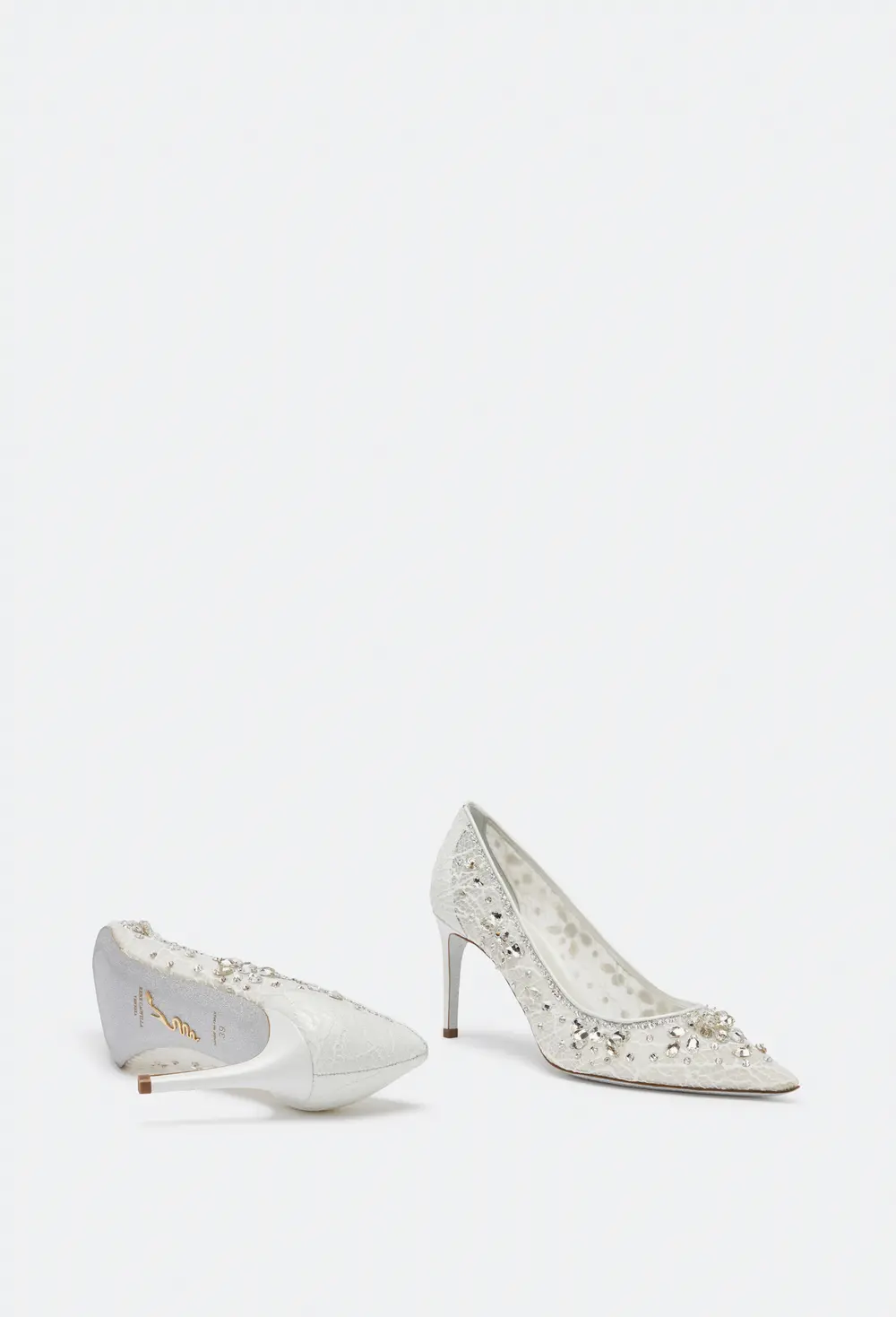 Rene Caovilla Cinderella Crystal White Pump 80