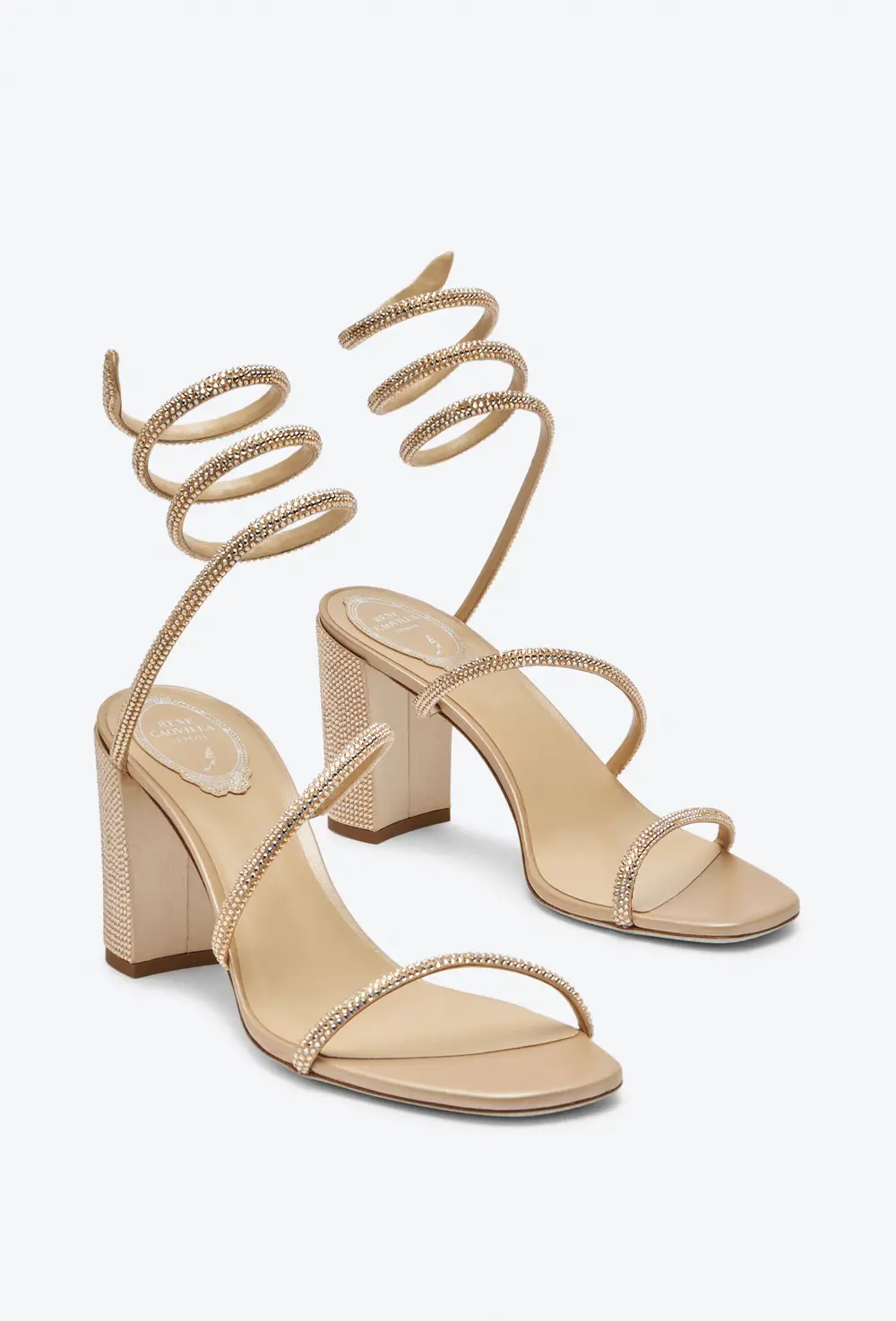 Rene Caovilla Cleo  Crystal Beige Sandal 80