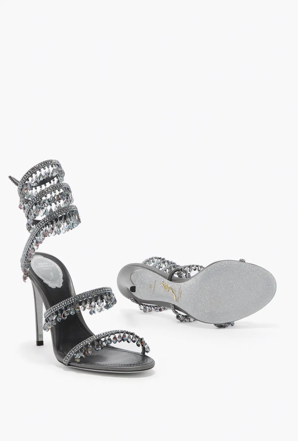 Rene Caovilla CHANDELIER GUNMETAL SANDAL 105