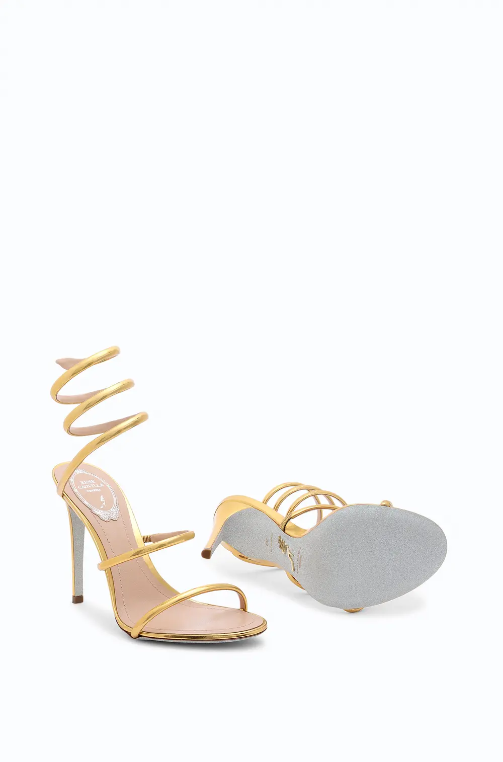 Rene Caovilla CLEO METALLIC DARK GOLD MIRROR CALF SANDAL