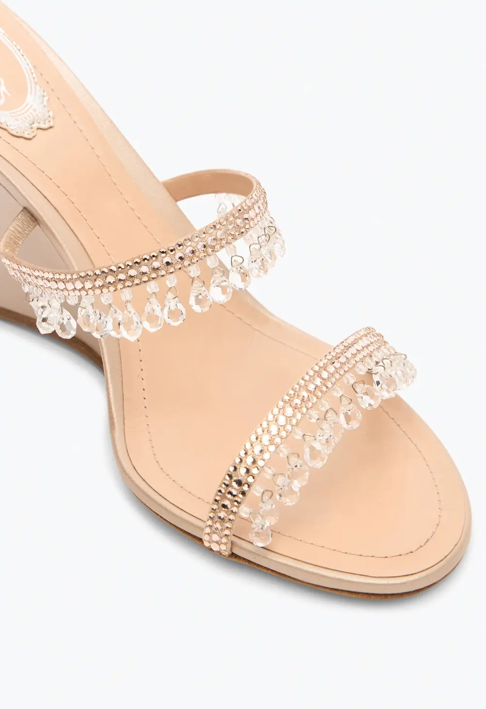 Rene Caovilla CHANDELIER POWDER PINK WEDGE SANDAL 80