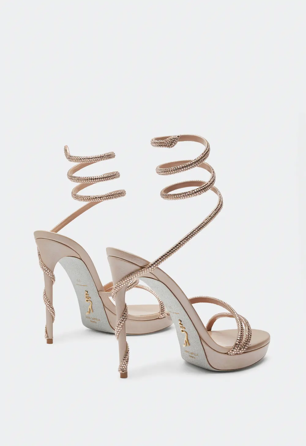 Rene Caovilla Margot Crystal Eggshell Platform Sandal 120