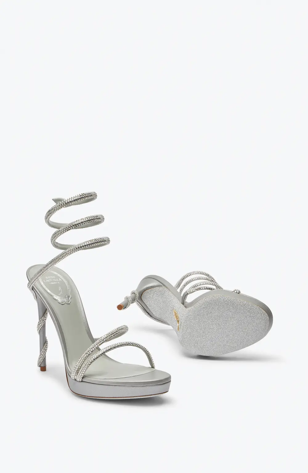Rene Caovilla MARGOT SILVER PLATFORM SANDAL 120