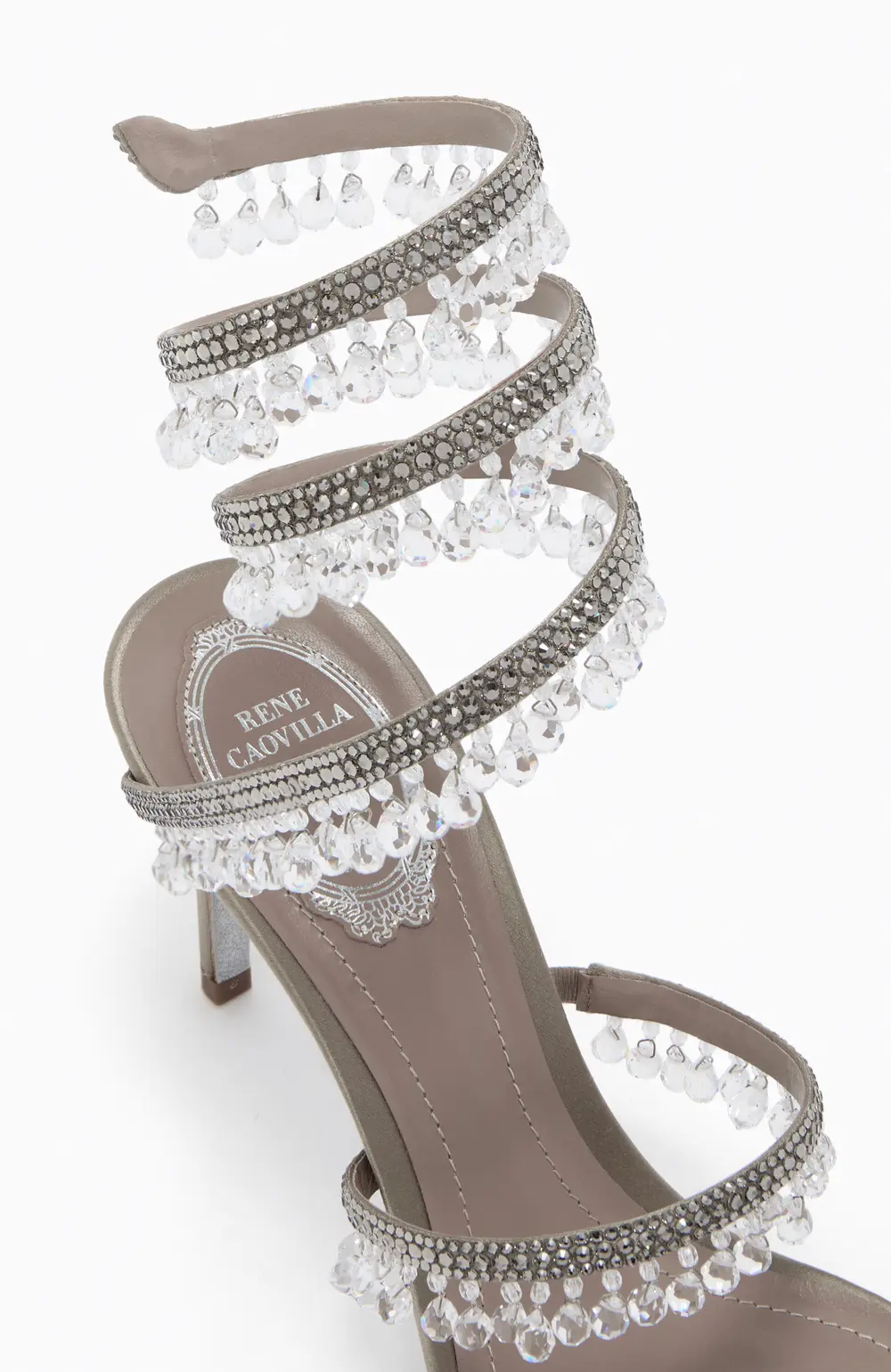 Rene Caovilla CHANDELIER DOVE GREY SANDAL 80