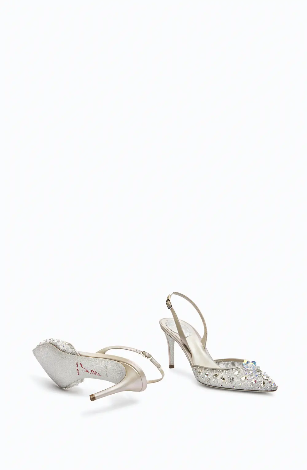 Rene Caovilla Silver Slingbacks Cinderella 75