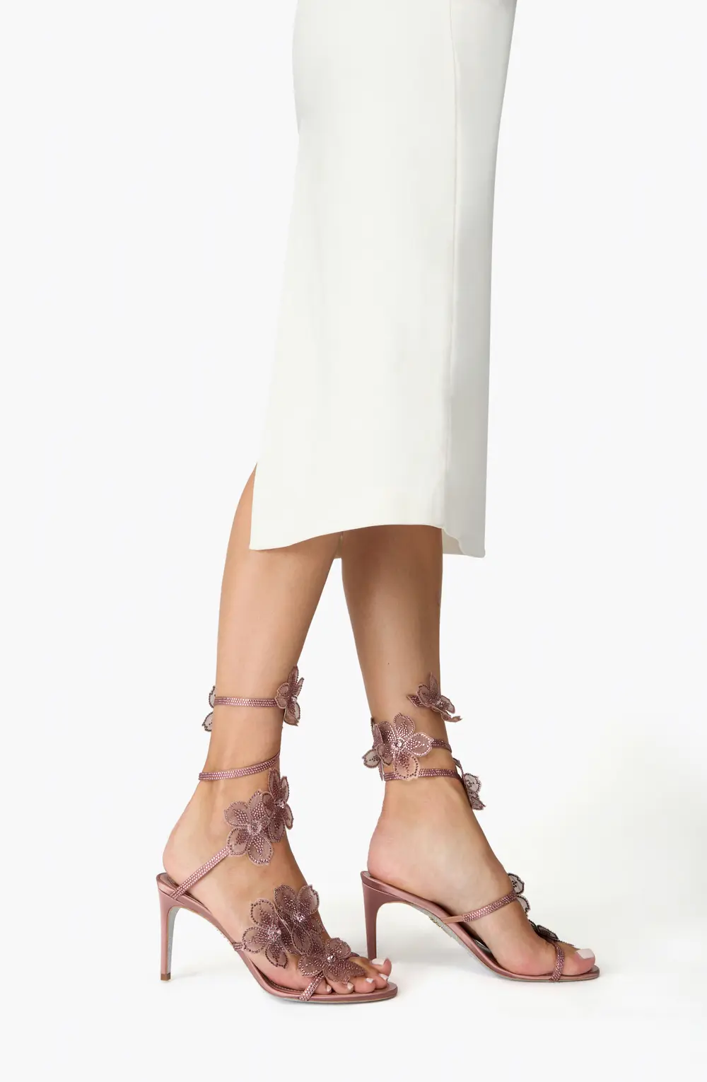 Rene Caovilla PEACH FLOWER BLUSH PINK SANDAL 80