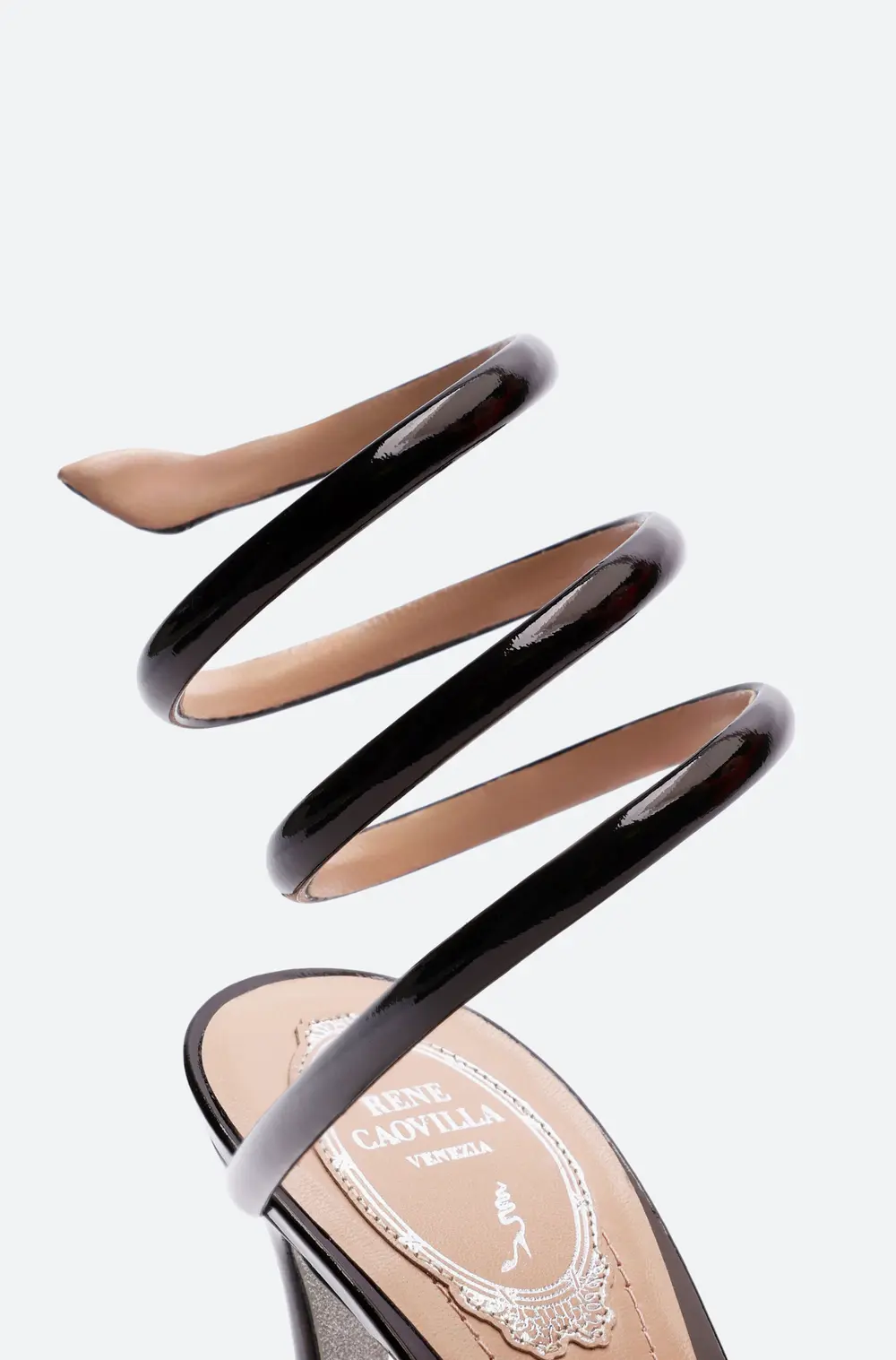 Rene Caovilla Cleo Metallic Black Sandal 105