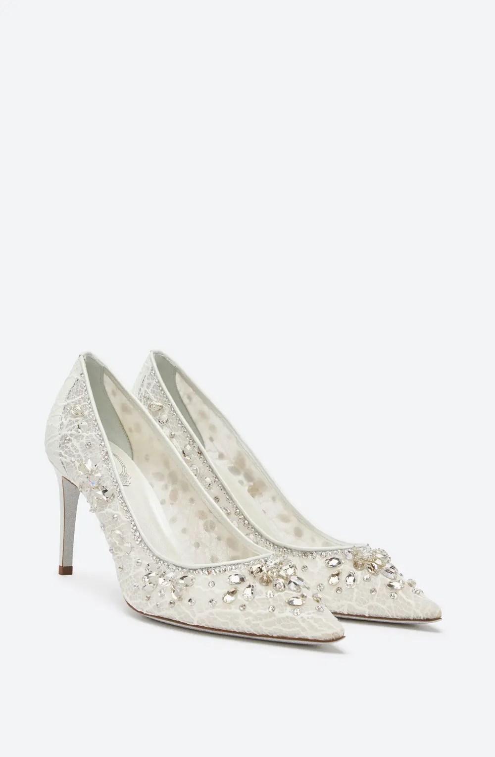 Rene Caovilla Cinderella Crystal White Pump 80