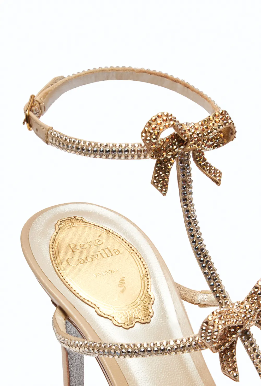 Rene Caovilla Caterina Gold Sandal 80