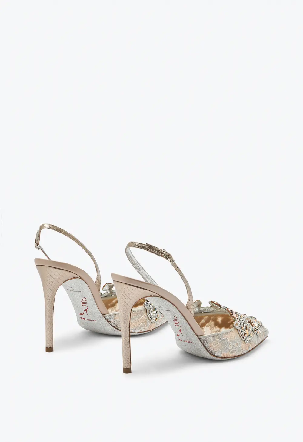 Rene Caovilla Grey Jewel Slingbacks Veneziana