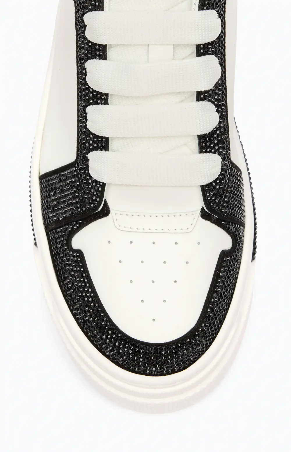 Rene Caovilla XTRA WHITE-BLACK SNEAKER WITH CRYSTALS 50