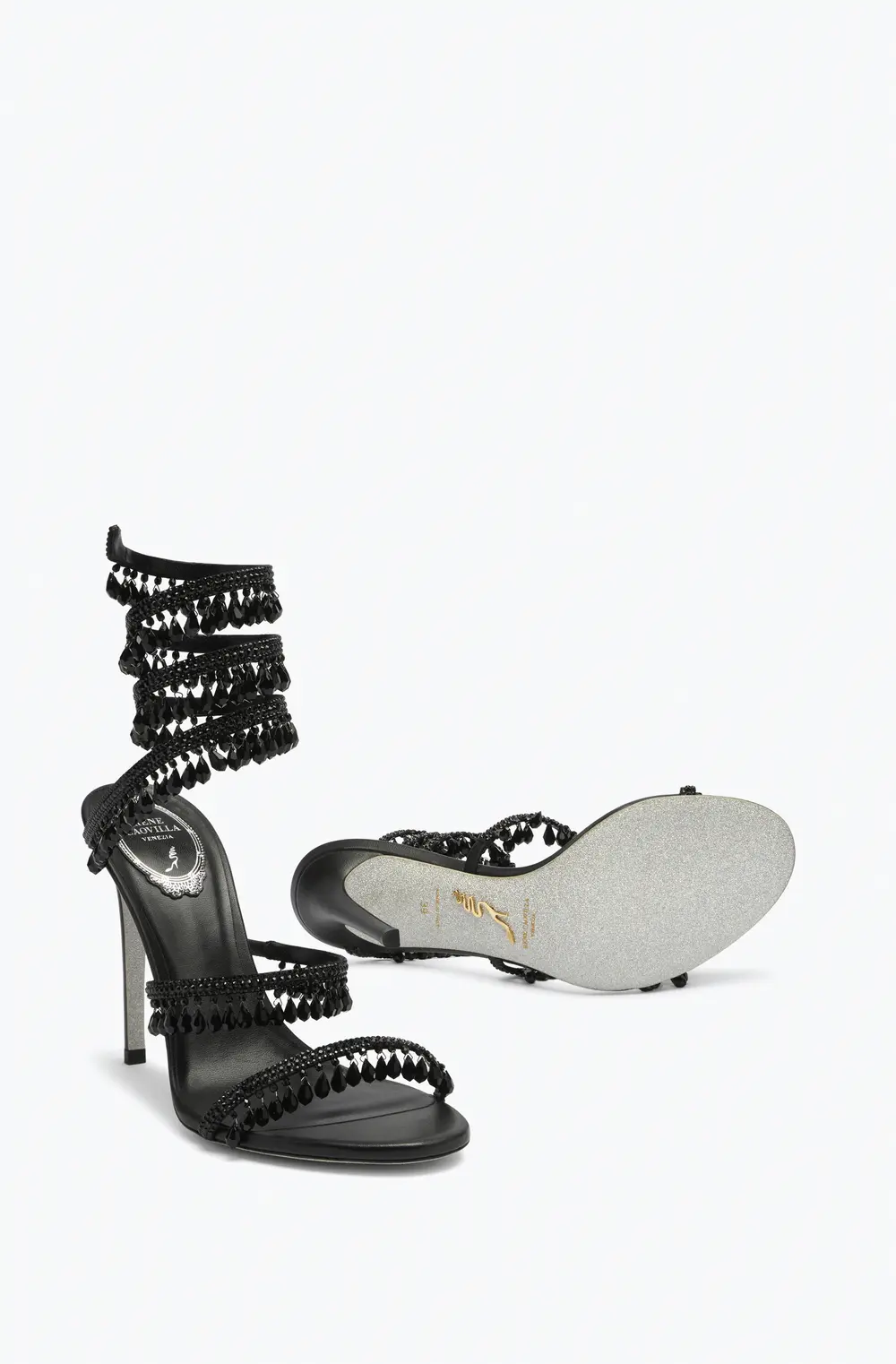Rene Caovilla CHANDELIER BLACK SANDAL 105