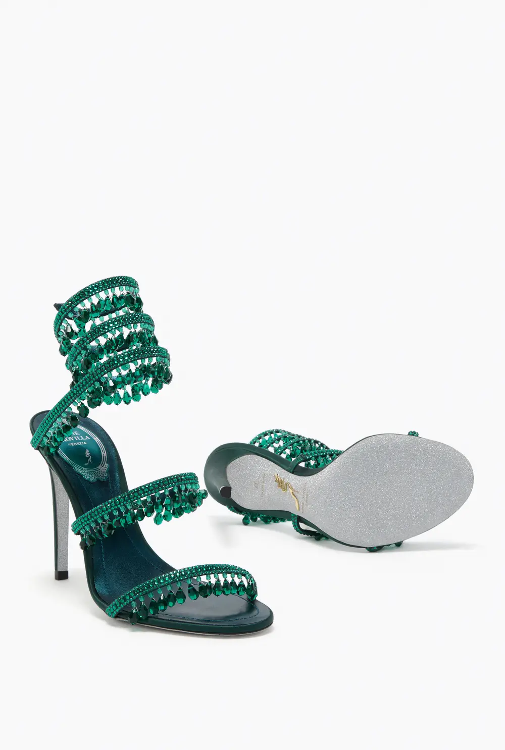 Rene Caovilla CHANDELIER EMERALD GREEN SANDAL 105