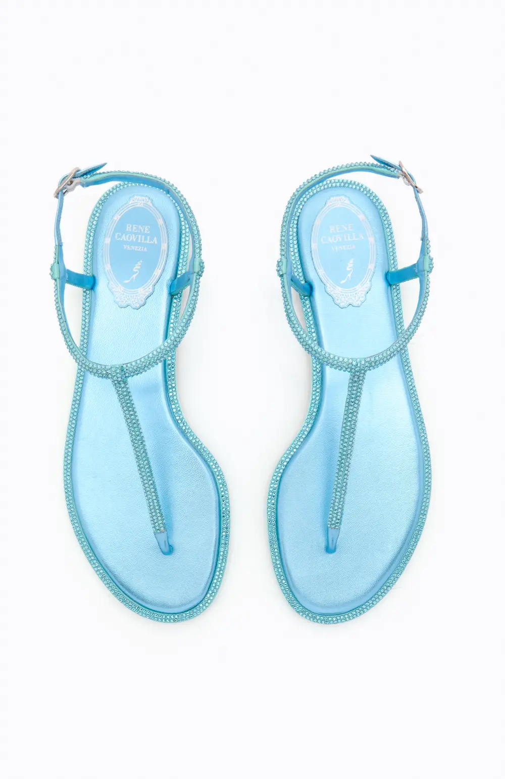 Rene Caovilla DIANA SKY BLUE SANDAL WITH CRYSTALS 10