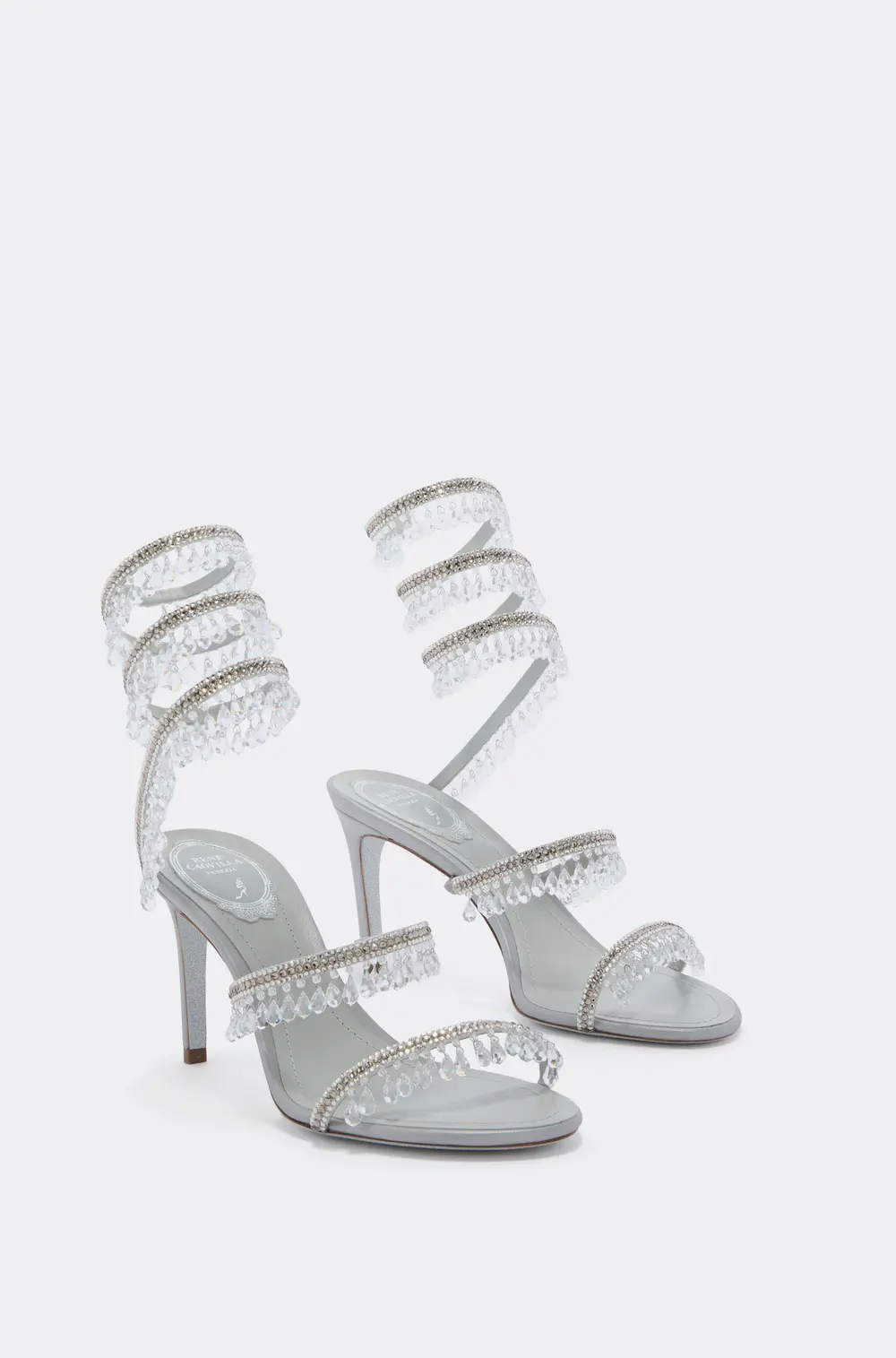 Rene Caovilla CHANDELIER SILVER SANDAL 80