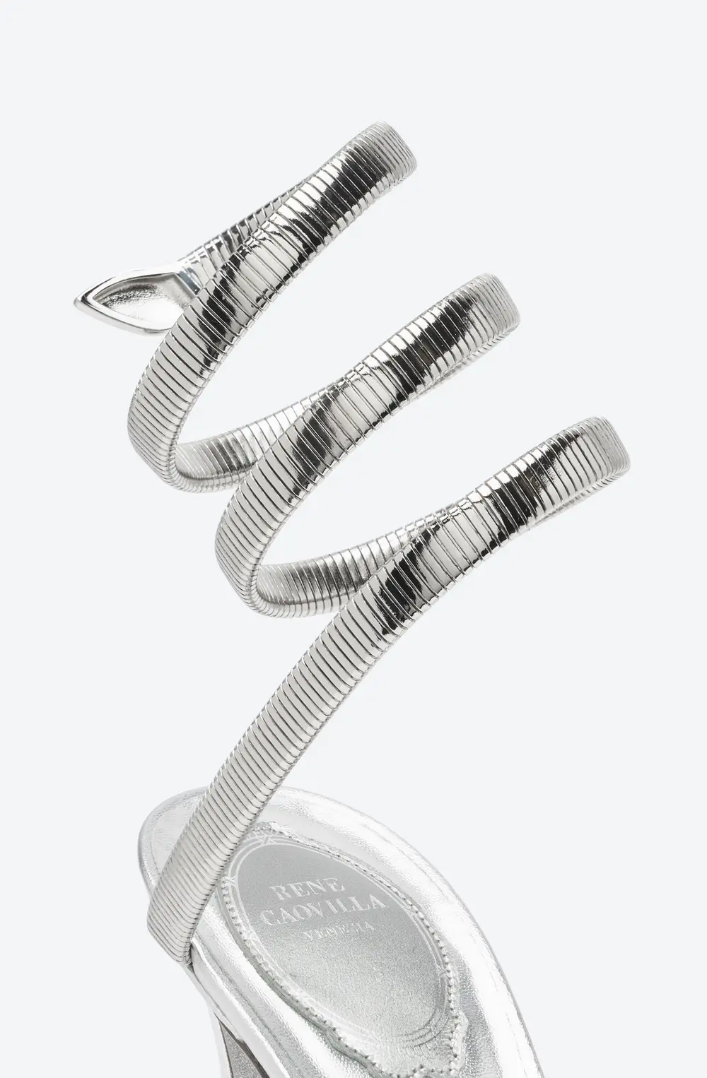 Rene Caovilla Juniper Metal Silver Sandal 105