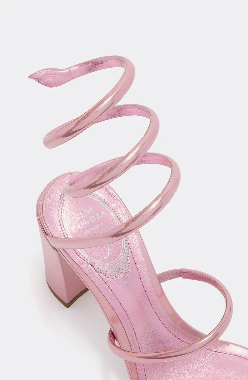 Rene Caovilla CLEO METALLIC PINK SANDAL 80