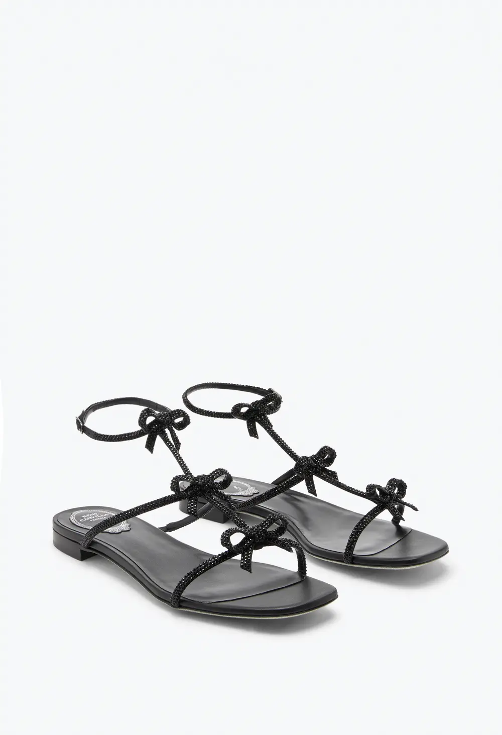 Rene Caovilla Caterina Black Flat Sandal 10