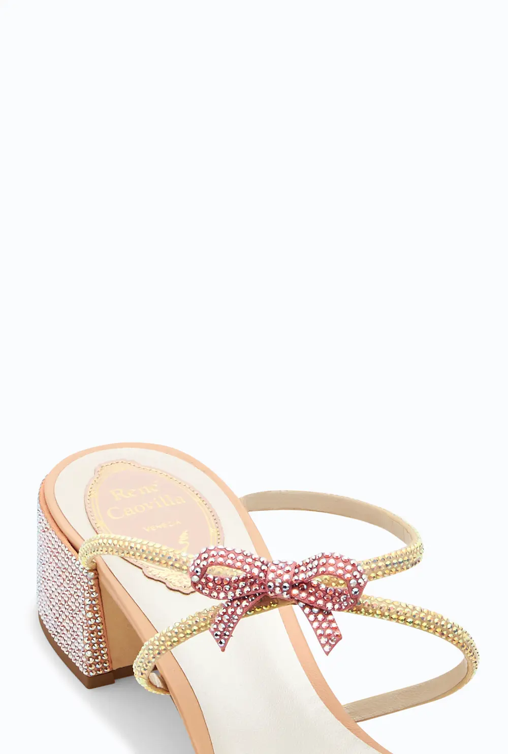 Rene Caovilla Caterina Peach Mule With Crystals 40