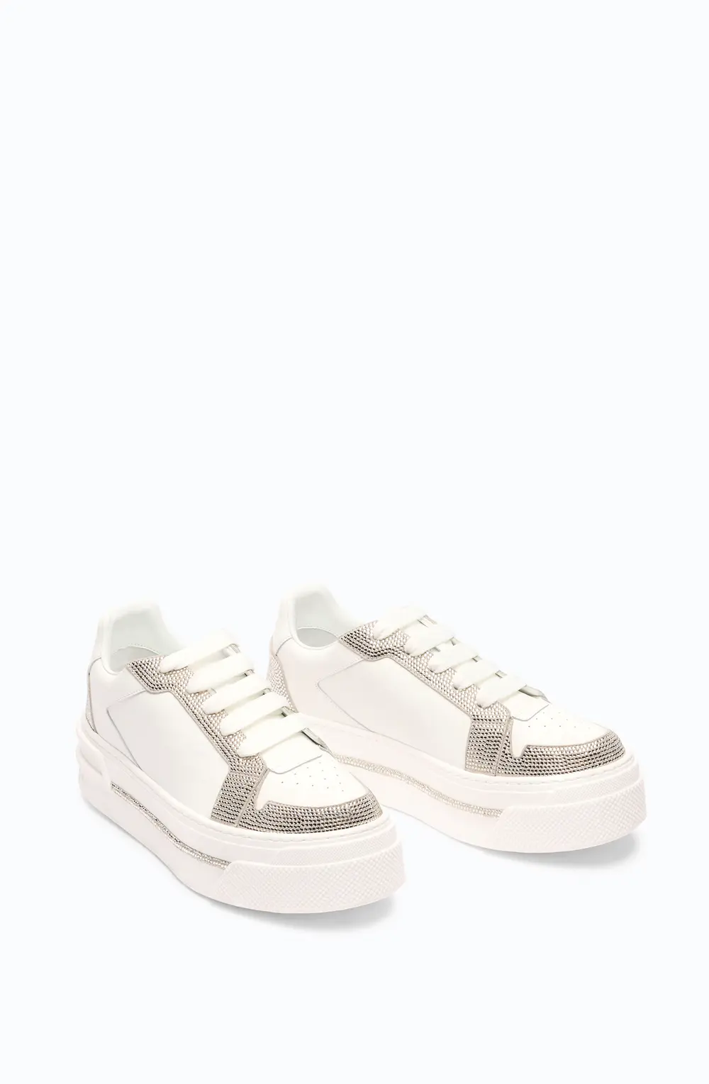 Rene Caovilla XTRA WHITE-SILVER SNEAKER WITH CRYSTALS 50