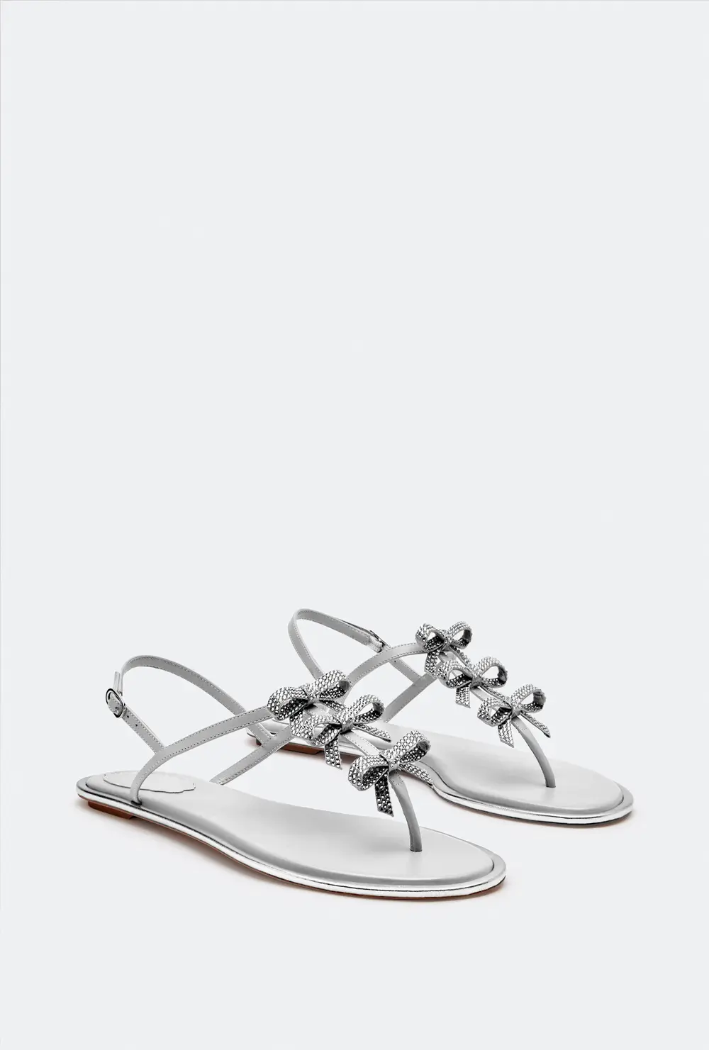 Rene Caovilla Caterina Silver Thong Sandal 10
