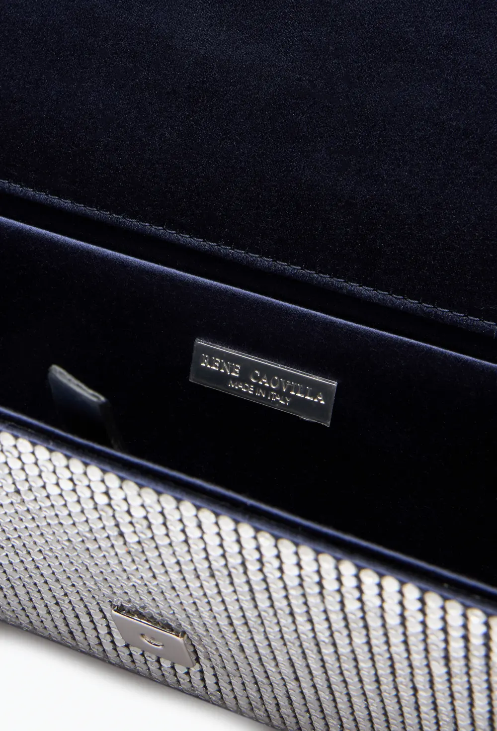 Rene Caovilla Zafira Blue Clutch With All-Over Crystals