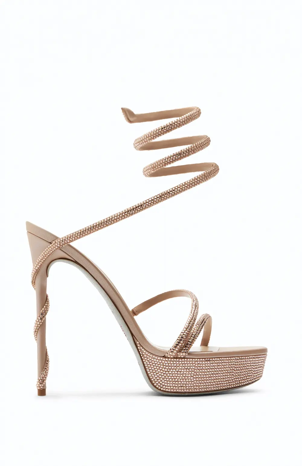 Rene Caovilla MARGOT CRYSTAL BEIGE PLATFORM SANDAL 130
