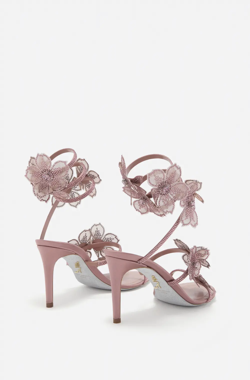 Rene Caovilla PEACH FLOWER BLUSH PINK SANDAL 80
