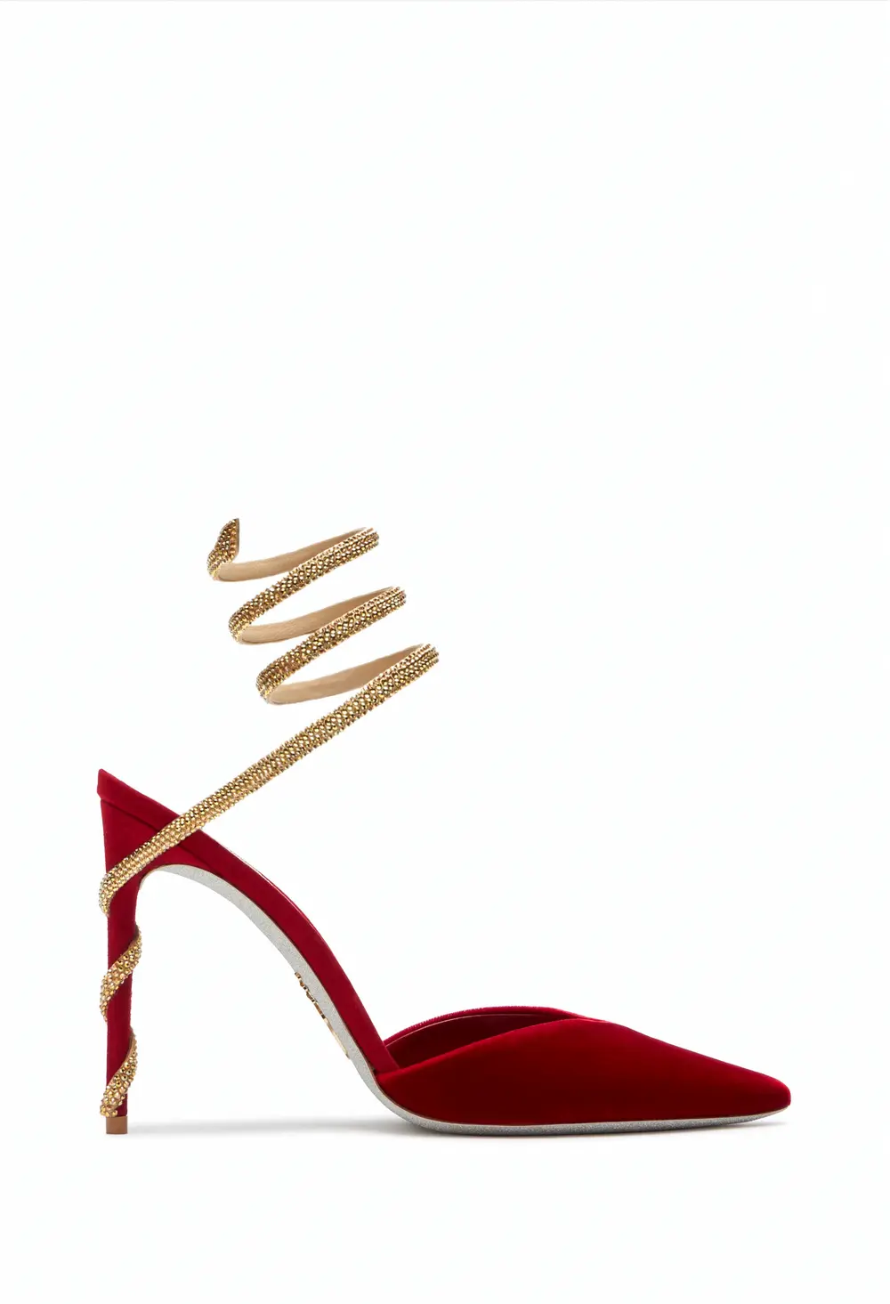 Rene Caovilla Margot Red And Gold Pump 105