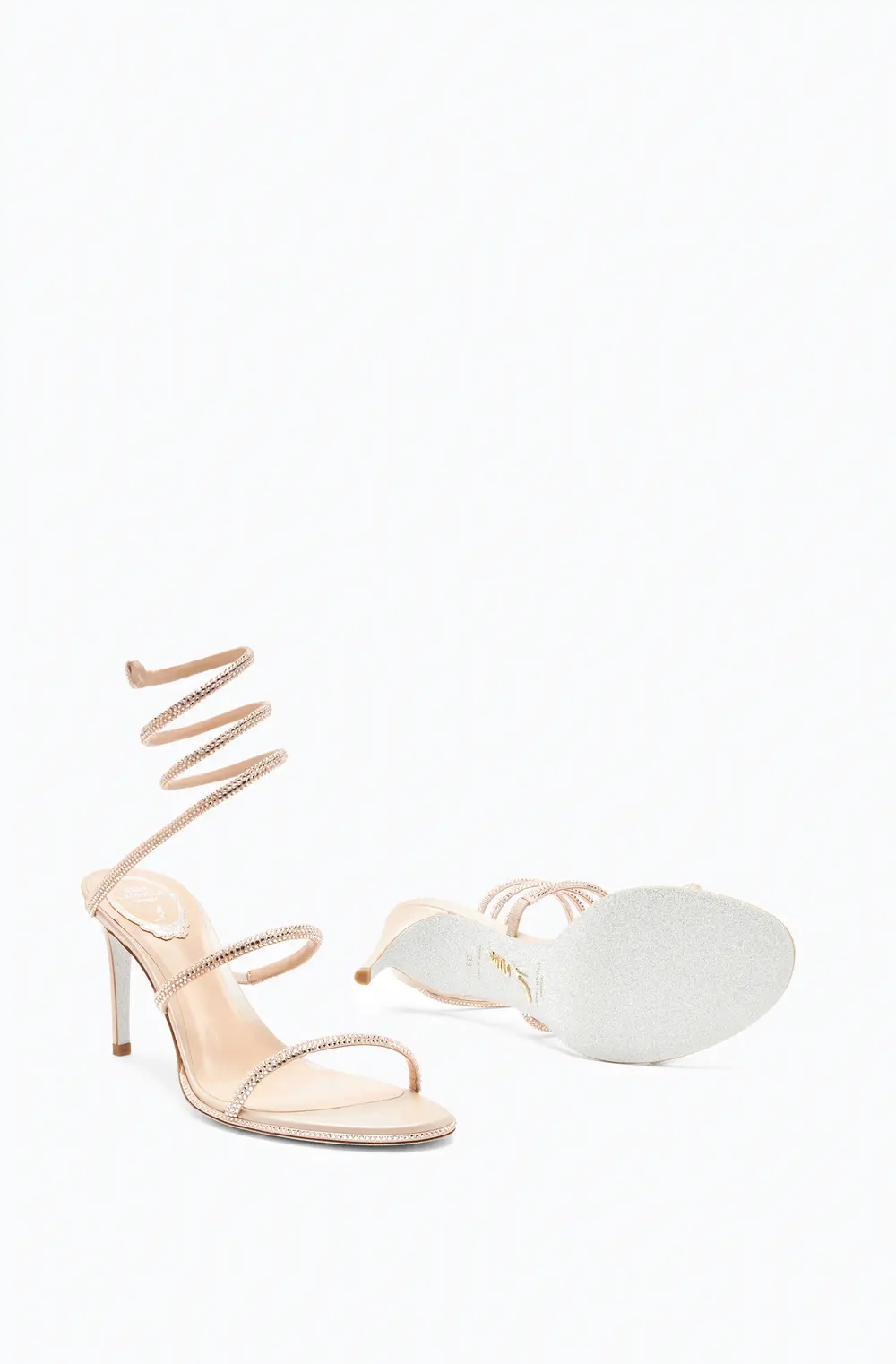 Rene Caovilla CLEO NUDE SANDAL WITH CRYSTALS 80