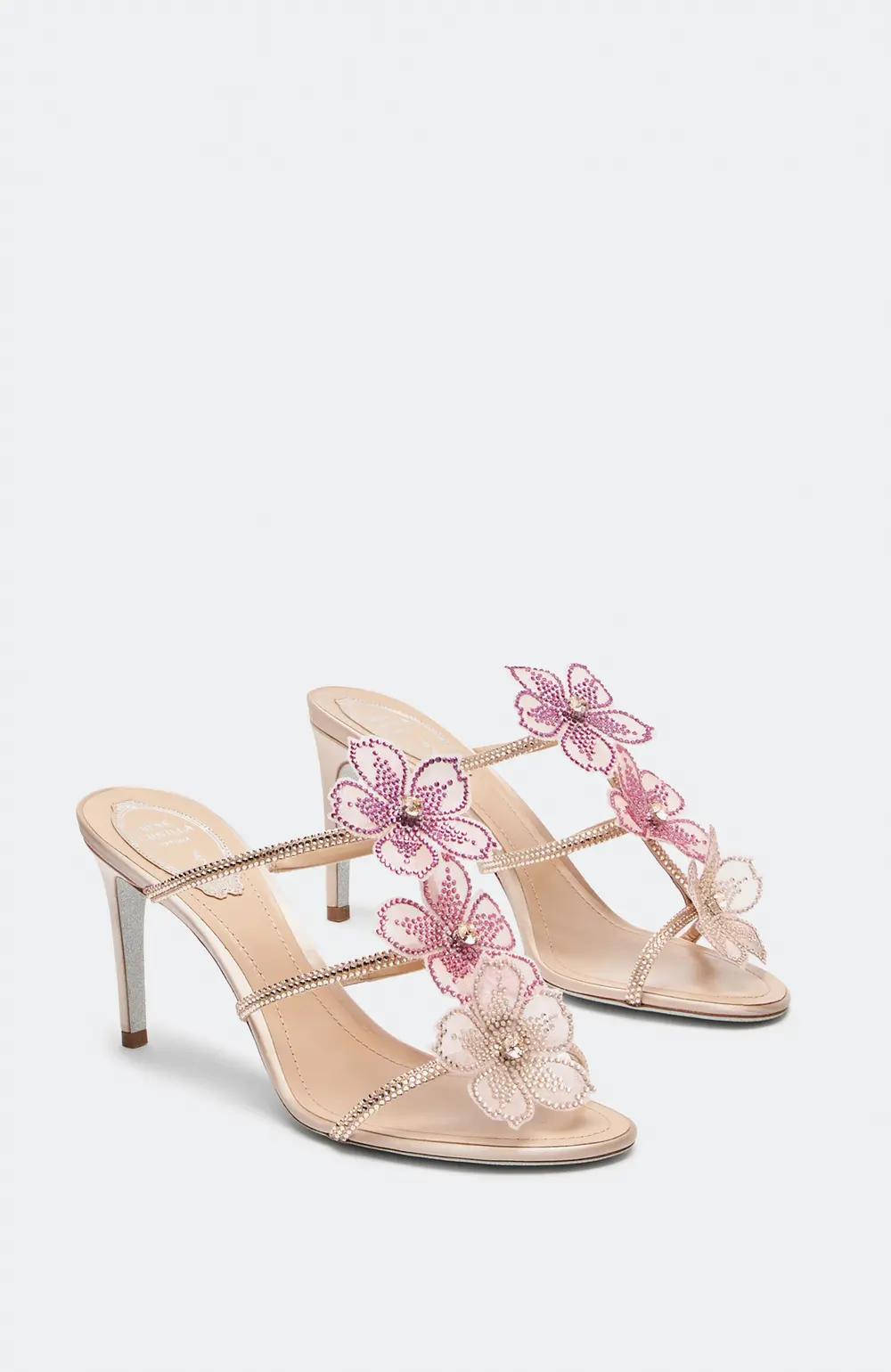 Rene Caovilla PEACH FLOWER PINK MULE 80