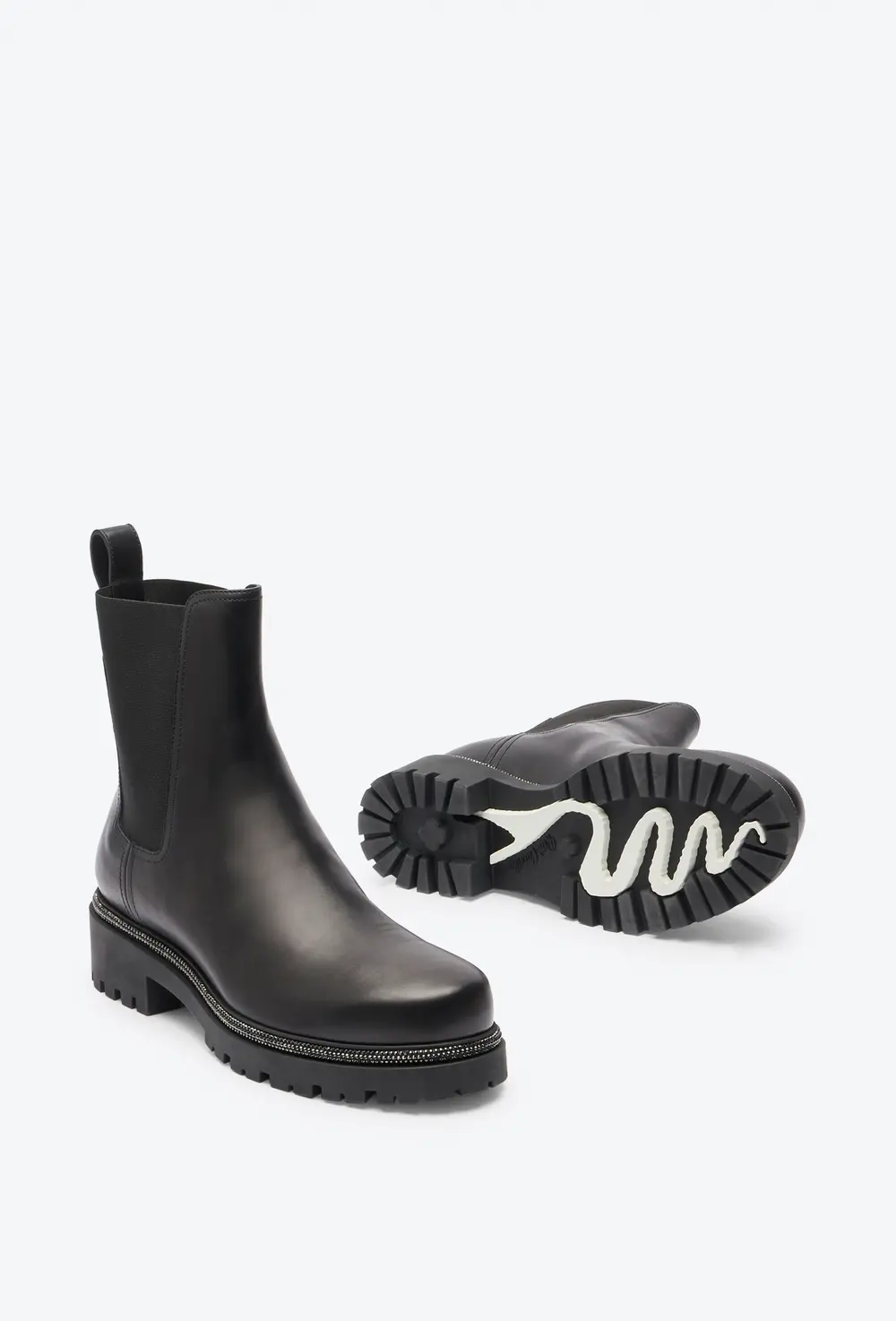 Rene Caovilla Black Leather Ankle Boots Bika