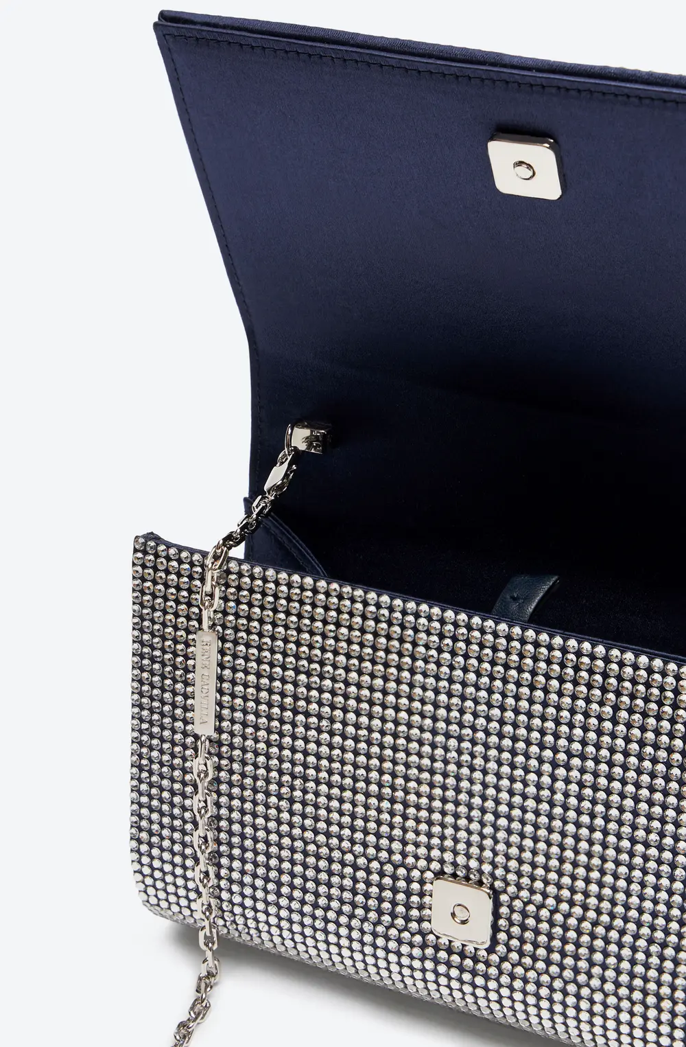 Rene Caovilla Aida Blue Clutch With All-Over Crystals