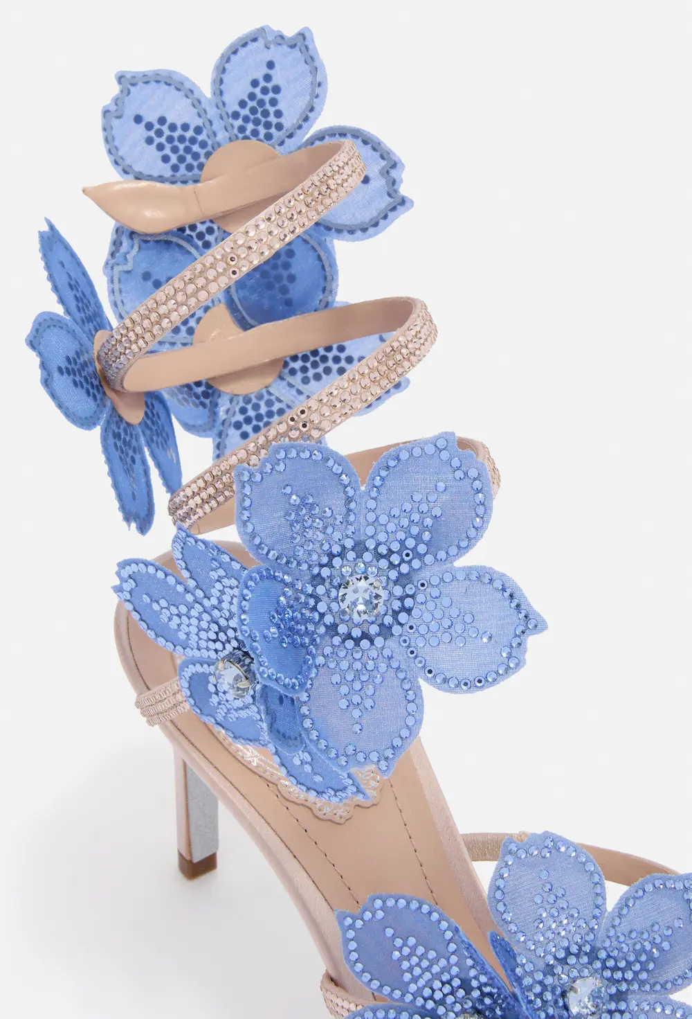 Rene Caovilla PEACH FLOWER BLUSH PINK AND BLUE SANDAL 80