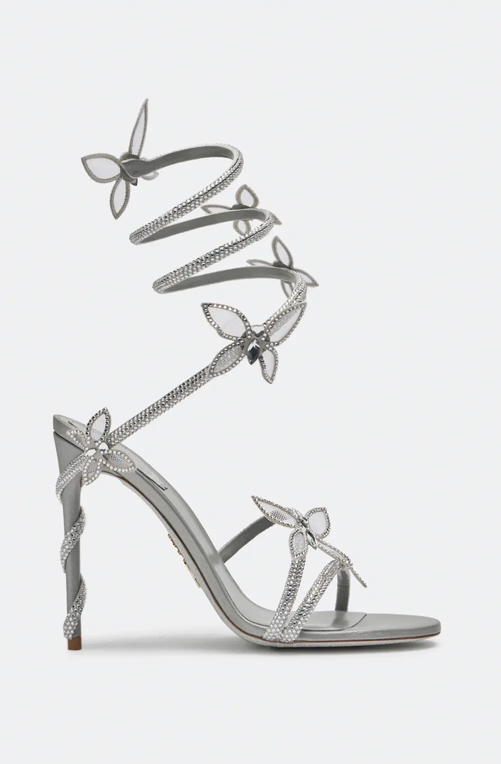 Rene Caovilla Margot Silver Sandal With Butterflies And Crystals 105