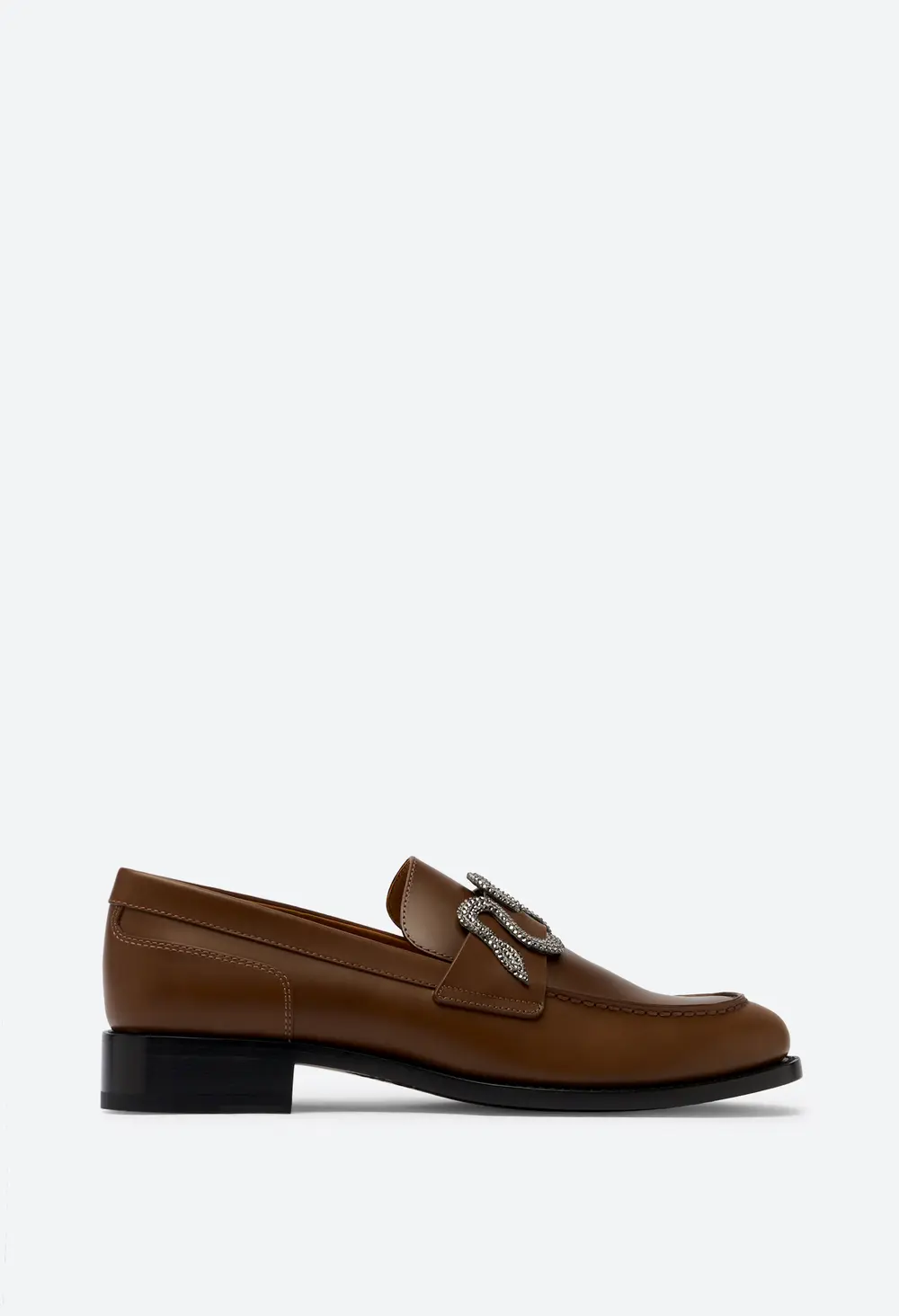 Rene Caovilla Morgana Brown Loafer With Silver Crystal 20