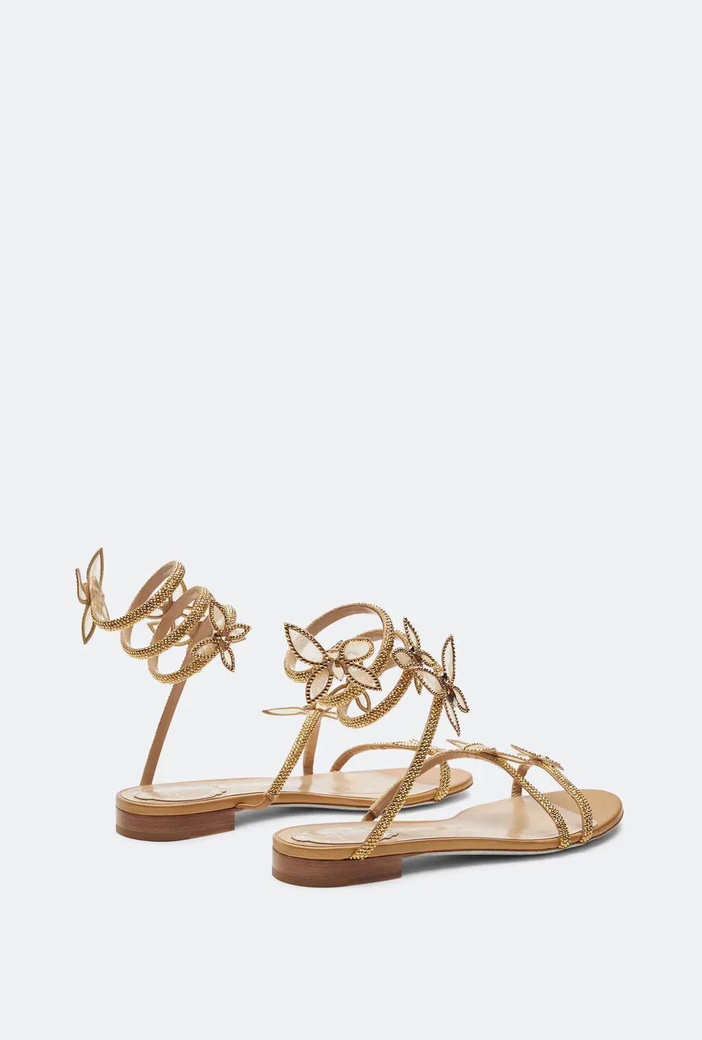 Rene Caovilla Butterflower Crystal Gold Sandal 10