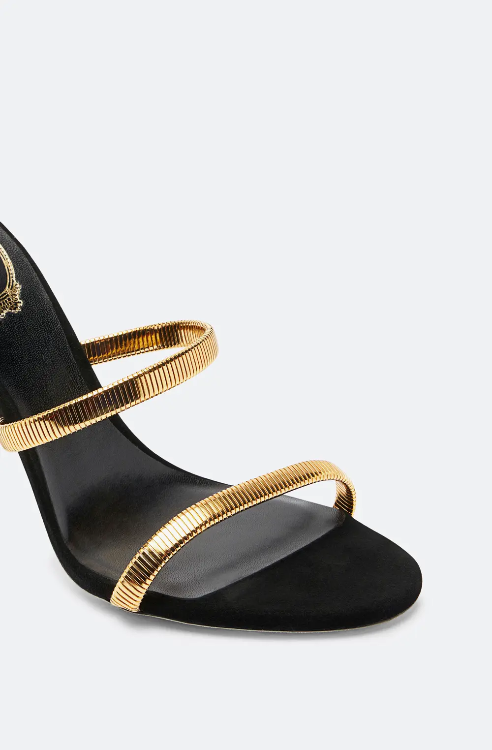Rene Caovilla JUNIPER BLACK AND GOLD SANDAL 105
